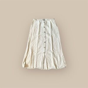 Eddie Bauer 100% linen Cream Button-Down Skirt
